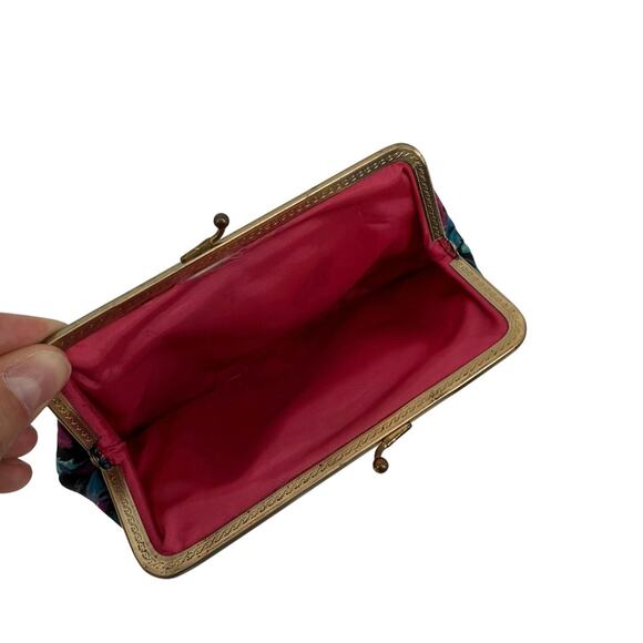 Vintage Clutch & Coin Purse‎ Floral Blue Pink Purple Snap Closure - Picture 4 of 8